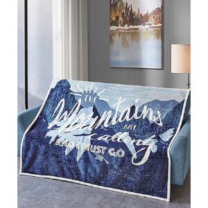 New Mountains are Calling Flannel Luxury Sherpa Gift Plush Throw Blanket Outdoor